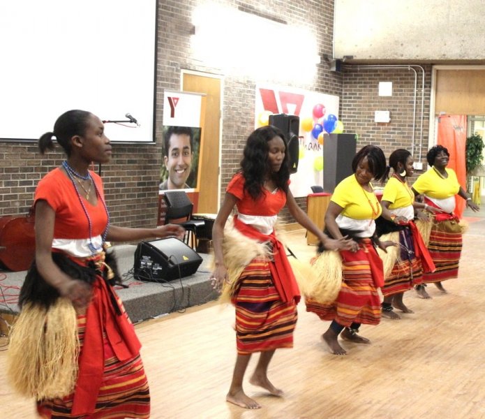 Ugandan dancers thrill the audience at the YM-YWCA Black History Month event in 2015